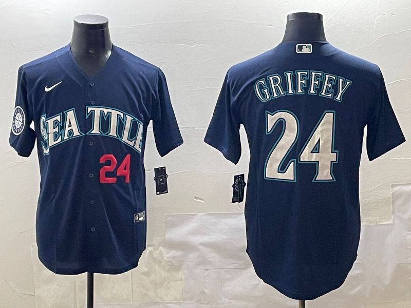 Men Seattle Mariners #24 Griffey Blue Game 2025 Nike MLB Jersey style 3